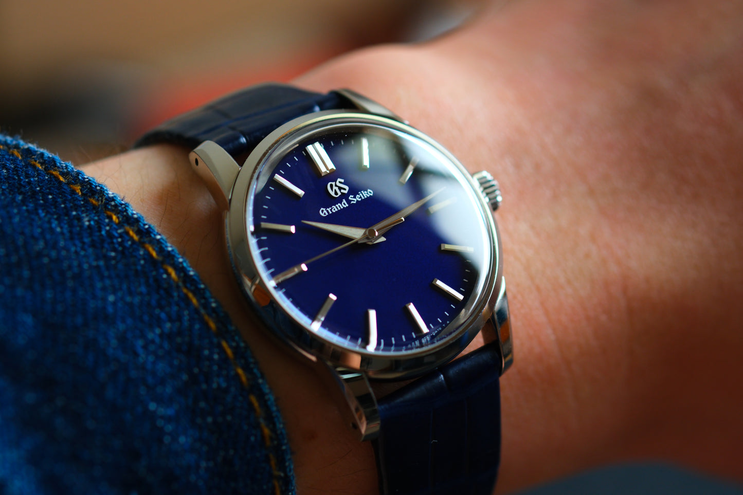 Grand Seiko SBGX349 9F61 Elegance Collection “moonlight blue”/“Gekka” Dial Vintage proportions 34x41.5x10.7mm Perfect Dress Watch Excellent Condition Box Paper Date 9/2025