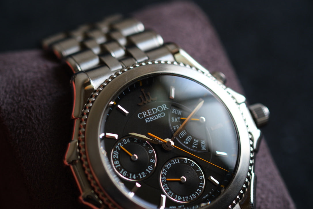 Credor Pacifique GZBG999 "Bumble Bee" 4s77-0A20 38mm Black Dial Yellow Hands Excellent Condition