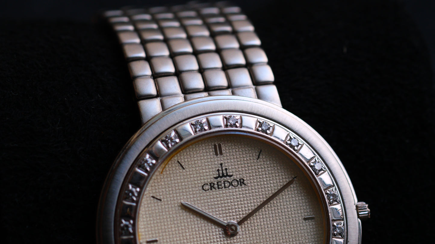 Credor 8N70-6030 Diamond 18KWG Bezel White Dial