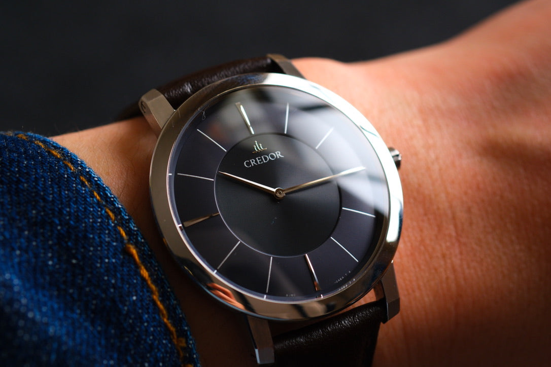 Credor Node GCAR987 Quart 8J80-0AD0 Two Tone Black Dial Good Condition