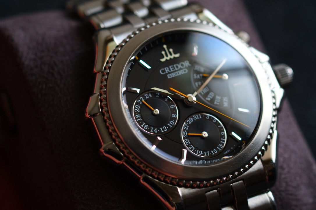 Credor Pacifique GZBG999 "Bumble Bee" 4s77-0A20 38mm Black Dial Yellow Hands Excellent Condition