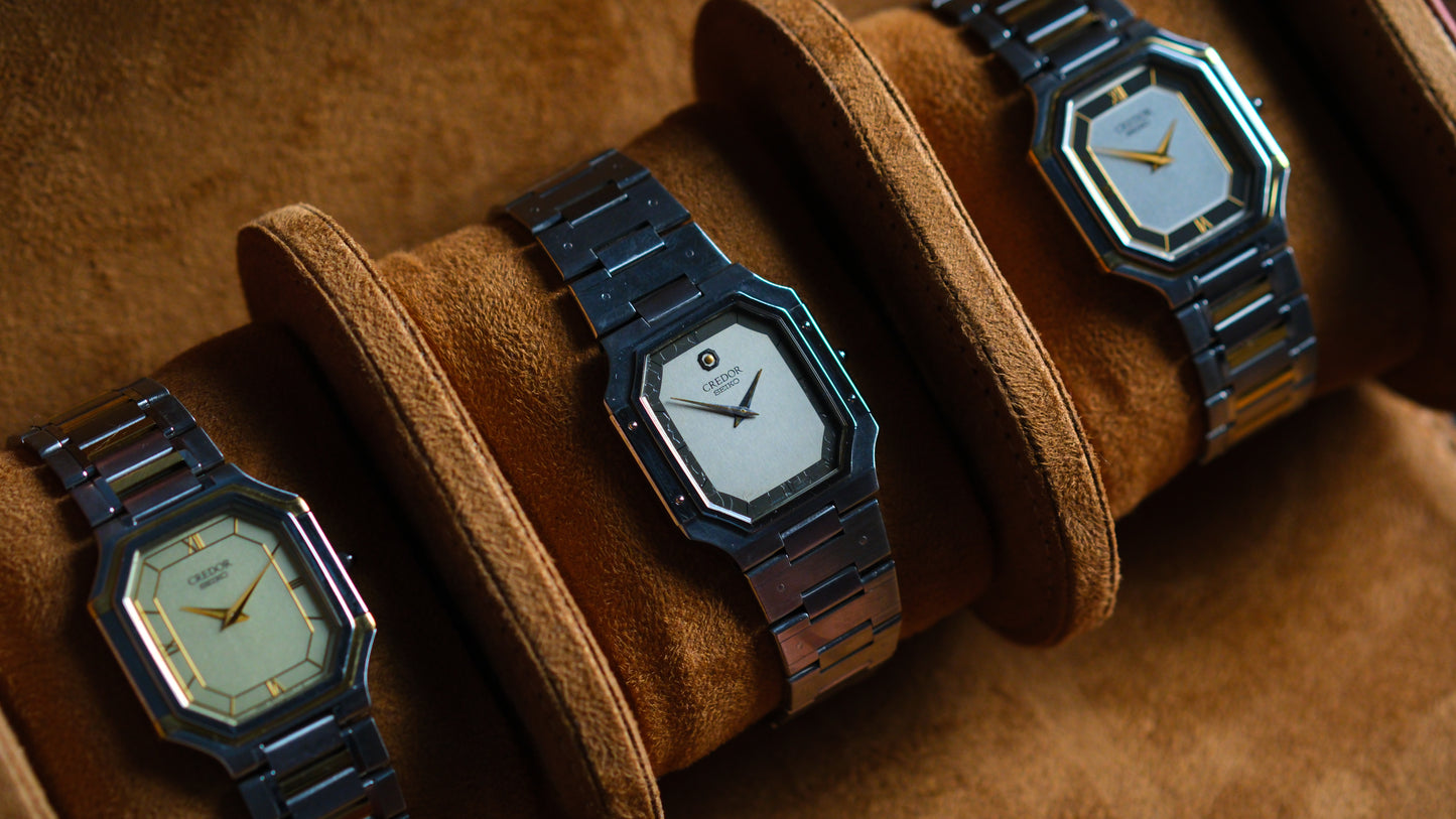 Credor Tank 18KT 5A74-3A10 Yellow Dial Vintage Good Condition