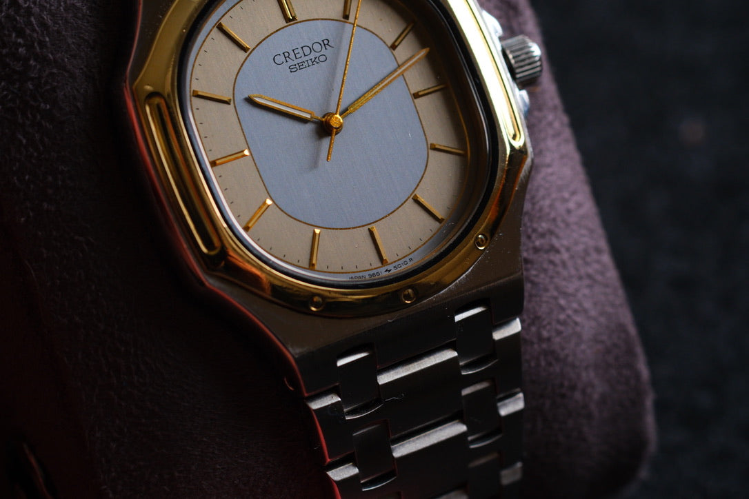 Credor 9661-5000 Twin Quart Gerald Genta 14K Bezel Two tone Rare Near Mint