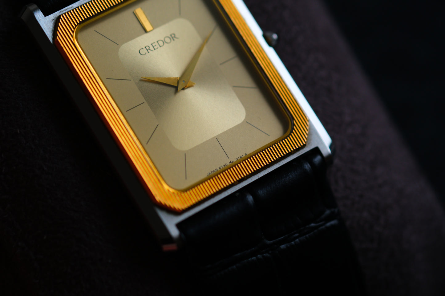 Credor Tank Men 6730-5090 14K Bezel SHA MIDDLE Vintage style