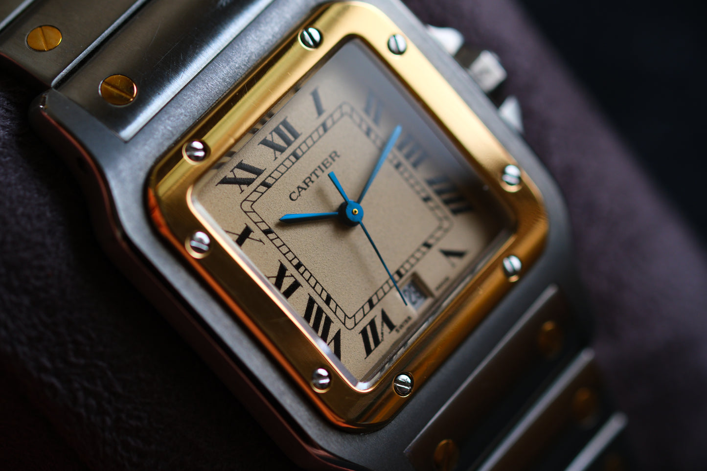 Cartier Santos De Cartier Galbee Ivory Roman Dial Ref.187901 LM 29x41mm Full Box Paper Excellent Condition