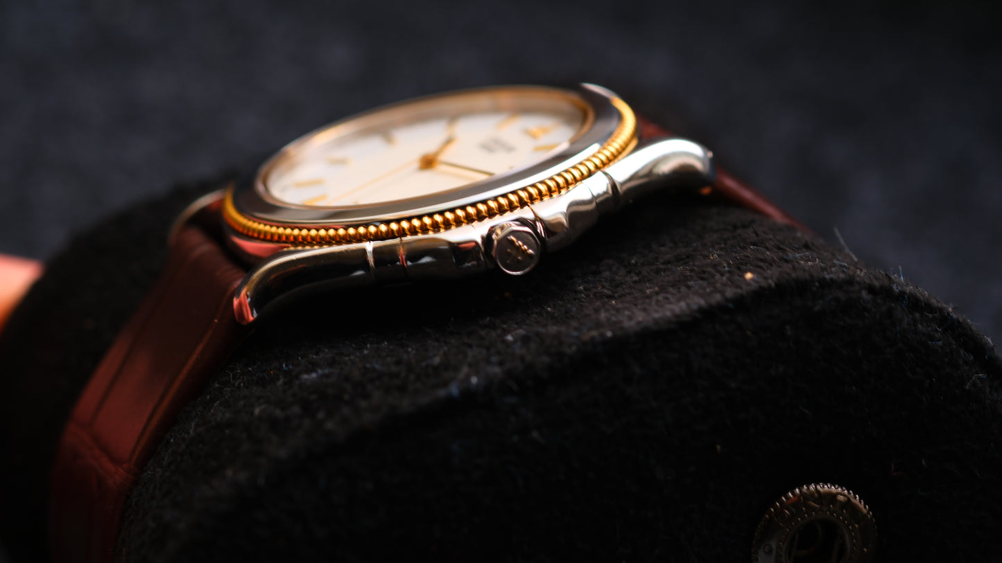 Credor Pacifique Leather Strap 9581-6060 18K Gold Bezel two tone Dial