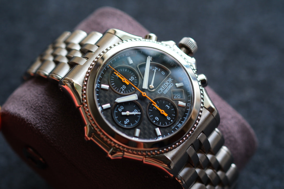 Credor Pacifique GCBK997 6S77-0A10 Chrnograph Limited 2000 Rare Carbon Dial Excellent Condition Serviced
