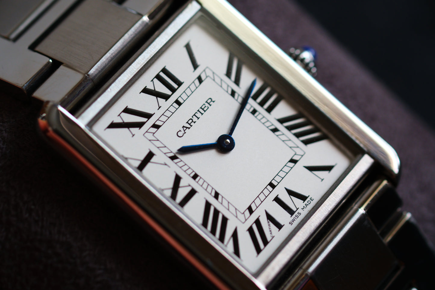 Cartier tank Solo LM WSTA0028 Full box Paper Excellent Condition Double Strap SS Strap + Leather Strap