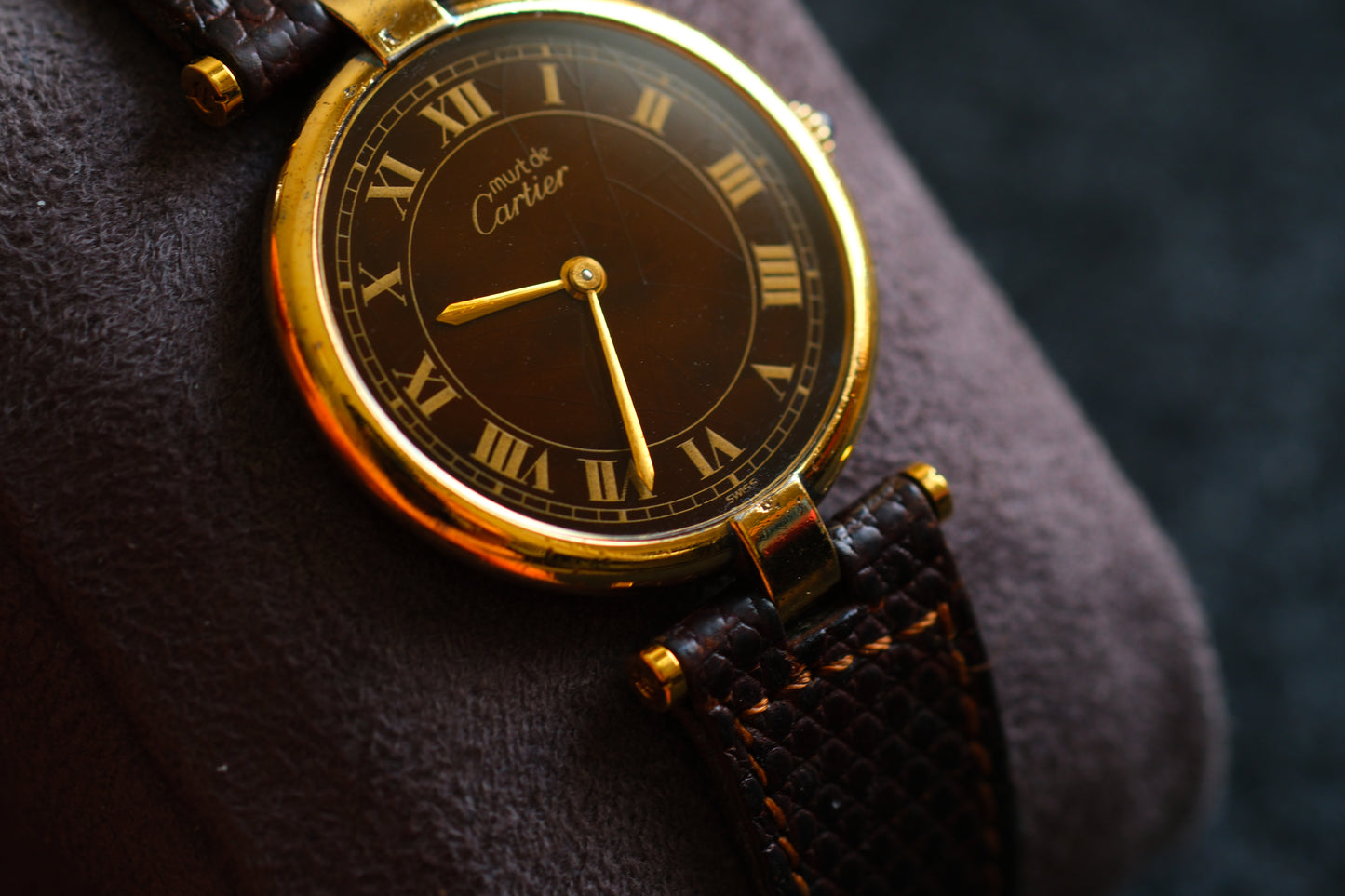 Cartier 1980s Must de Cartier Vendome Brown Dial Men