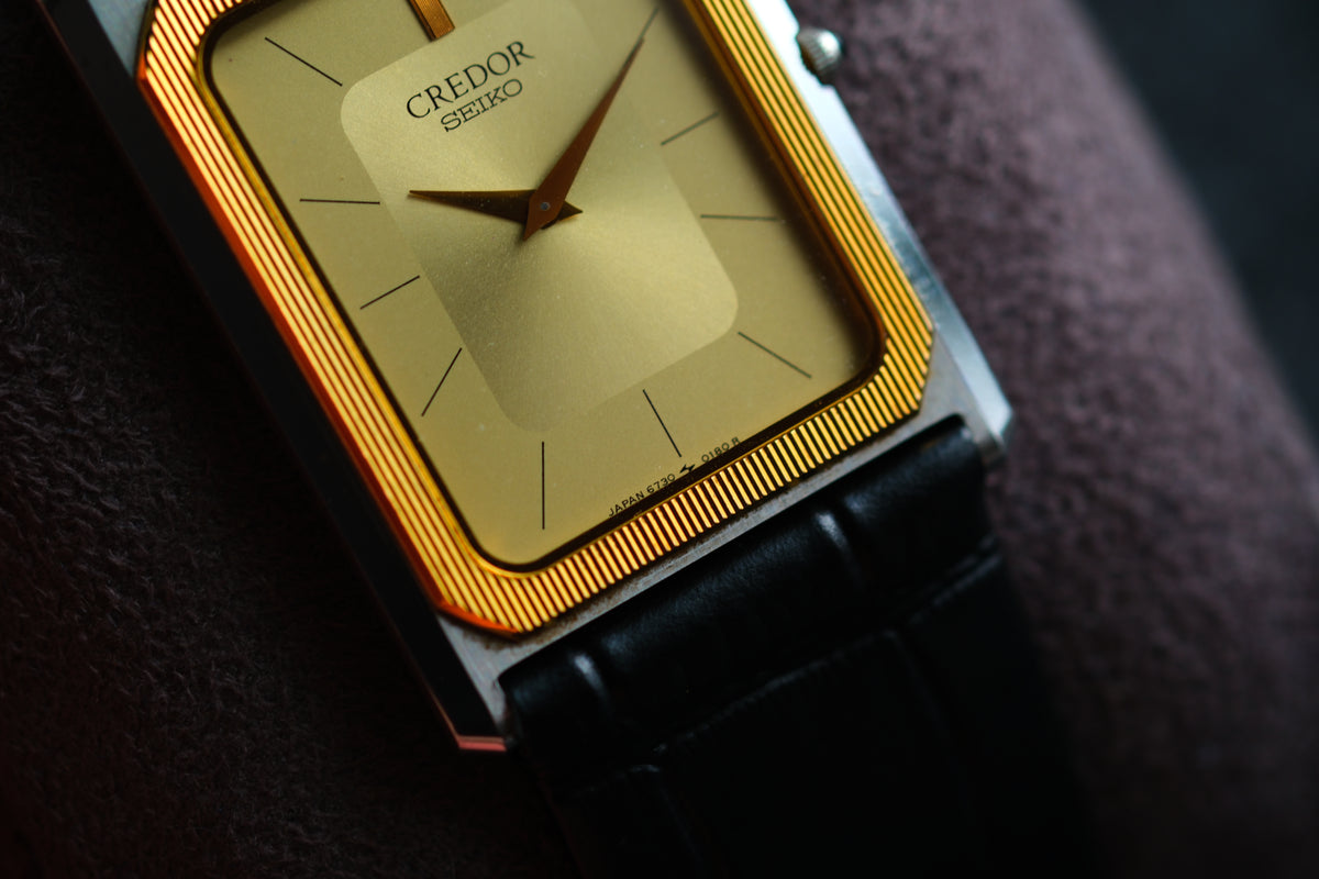 Credor Tank Men 6730-5090 14K Bezel SHA MIDDLE Vintage style