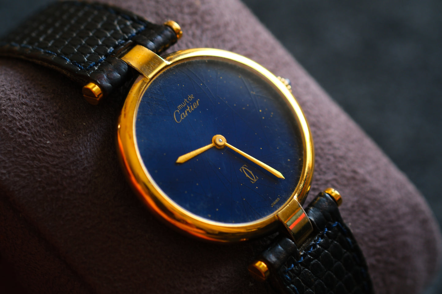 Cartier 1980s Must de Cartier Vendome Blue Dial Men