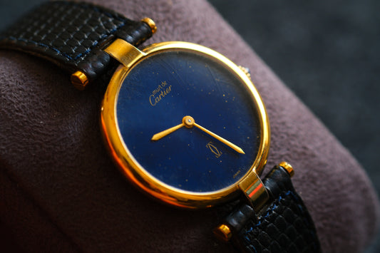 Cartier 1980s Must de Cartier Vendome Blue Dial Men