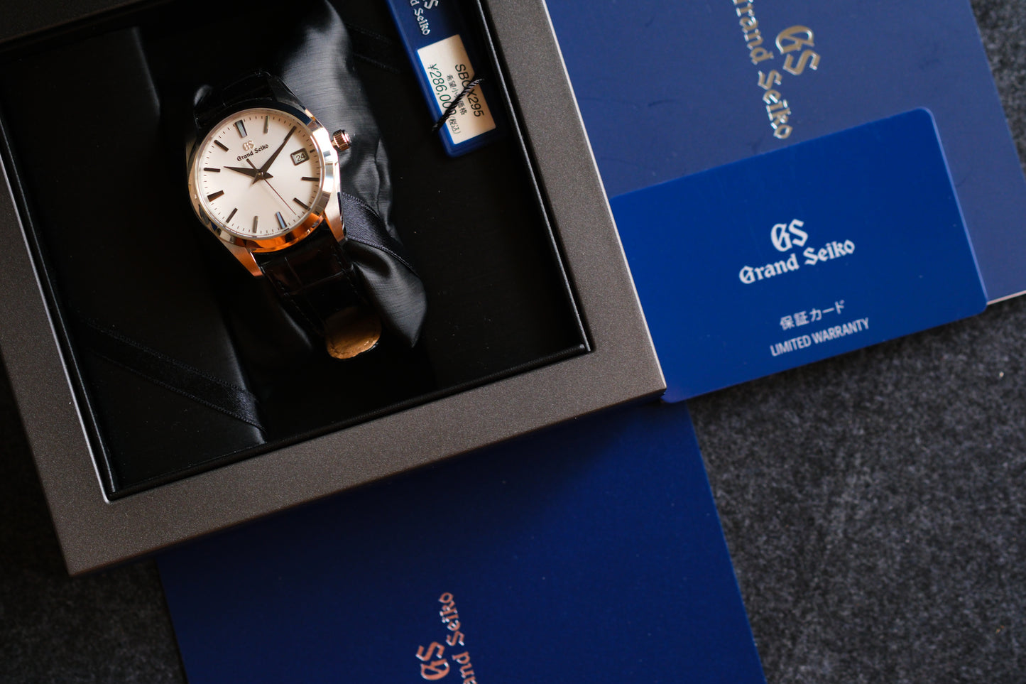Grand Seiko SBGX295 9F62-0AB0 Discontinued JDM Dark Gray Markers and Hands Excellent Condition Full Box Limited Card