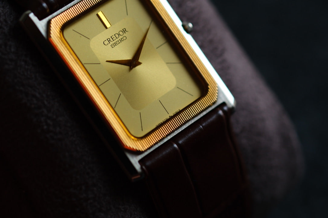 Credor Tank Men 6730-5090 14K Bezel SHA MIDDLE Vintage style