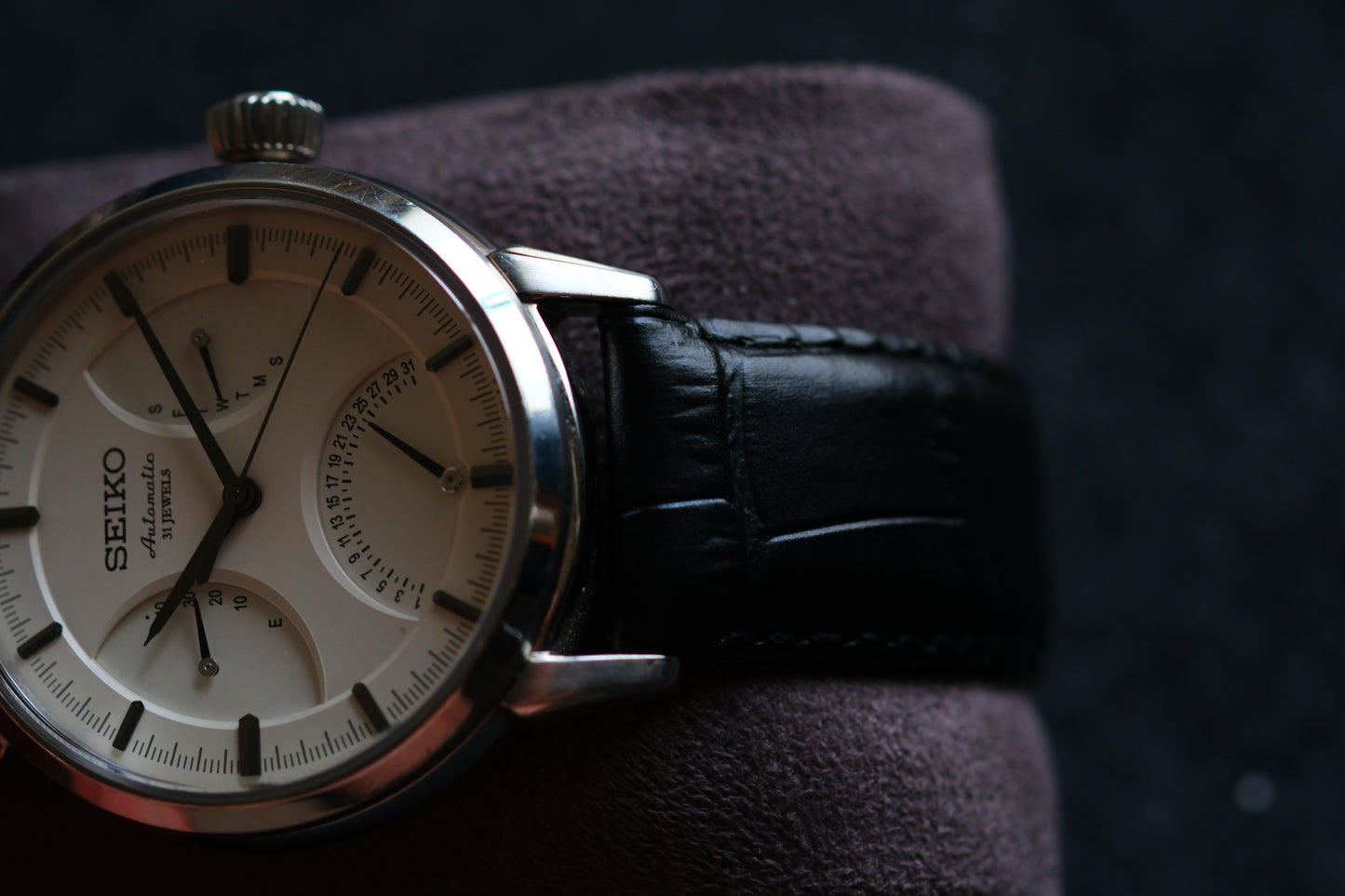Seiko Pressage SARD009 6R24-00C0 Retrograde White Cream Dial Great Condition