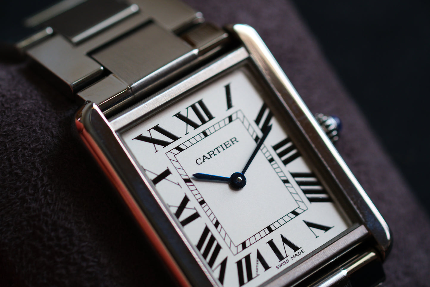 Cartier tank Solo LM WSTA0028 Full box Paper Excellent Condition Double Strap SS Strap + Leather Strap