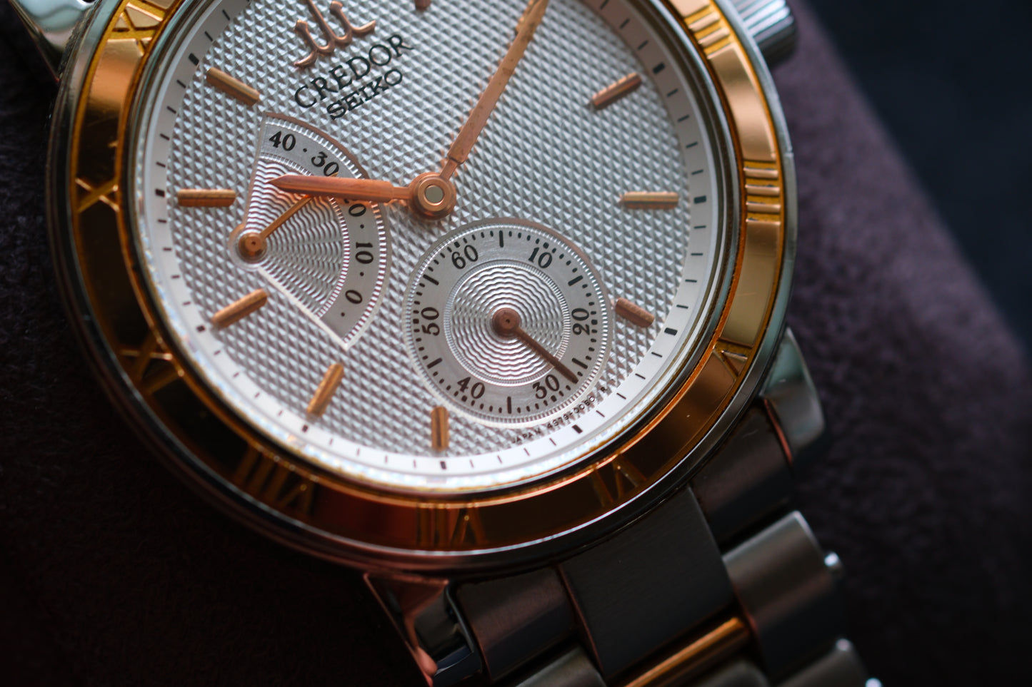 Credor GCAY992 4S79-0020 Power Reserve & Small Seconds Vintage Style 18K Pink Gold Good Condition