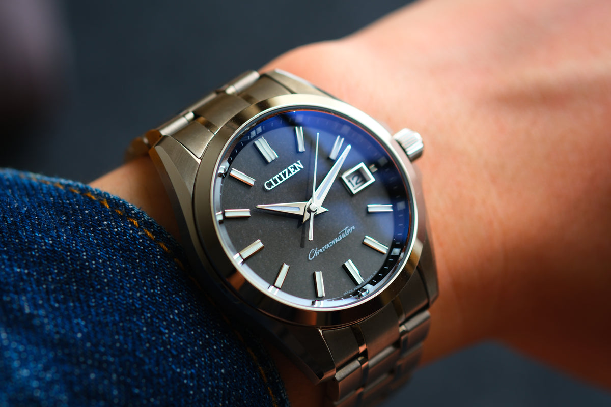 The Citizen Chrnomaster A060-T024271 Eco Drive Full Titanium Black Washi Dial Great Condition