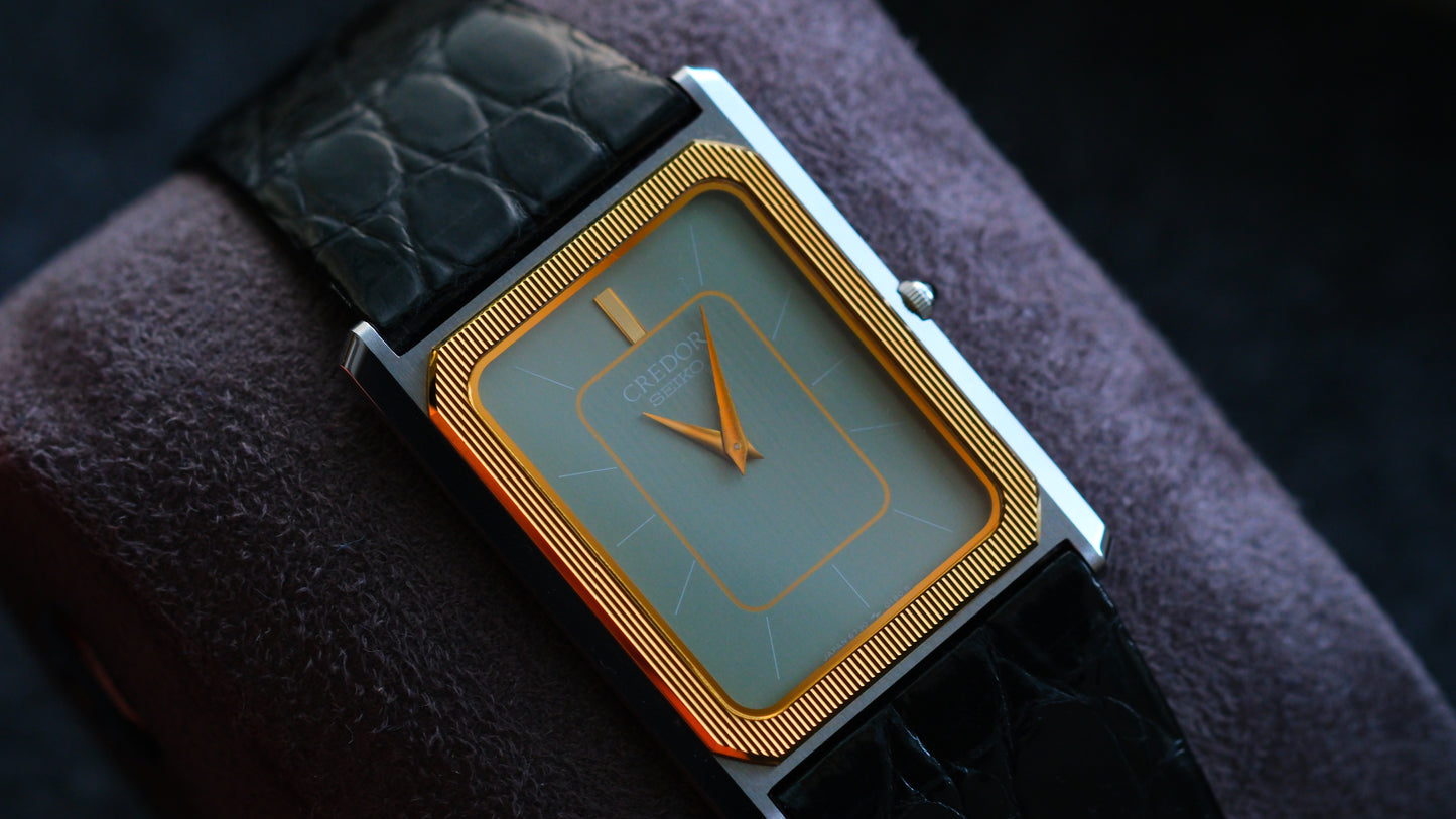 Credor Tank Couple 6730-5090 6730-5100 w14K Bezel SHA MIDDLE Tiffany Dial