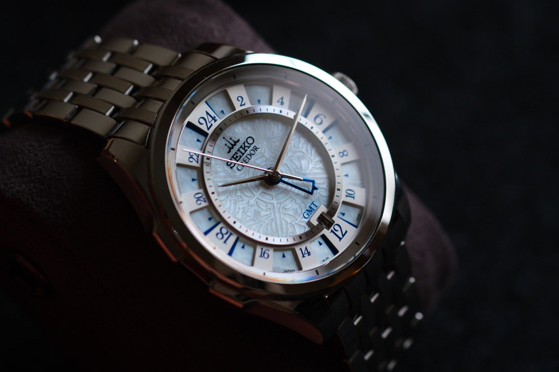 Credor Signo GCBZ999 8L36-00B0 GMT Limited 150p White Mop Dial Super rare