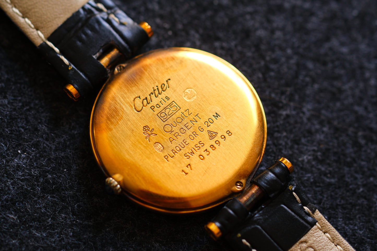 Cartier 1980s Must de Cartier Vendome Red Burgundy Lacquer Dial Men
