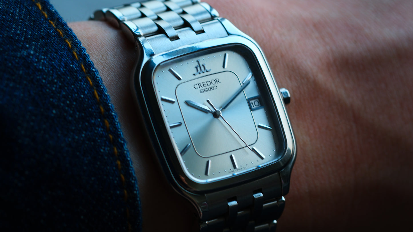 Credor Seiko Tank Champange Dial 8j82-5A10 Quart SS