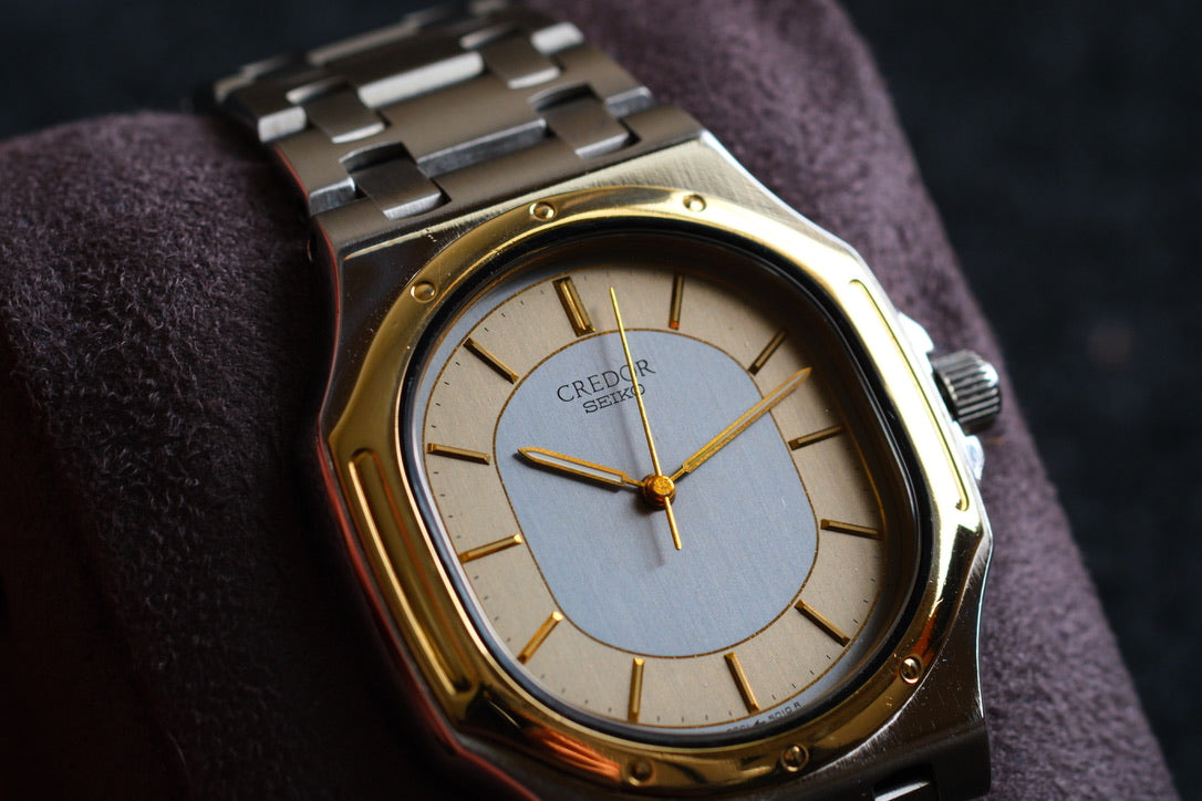 Credor 9661-5000 Twin Quart Gerald Genta 14K Bezel Two tone Rare Near Mint