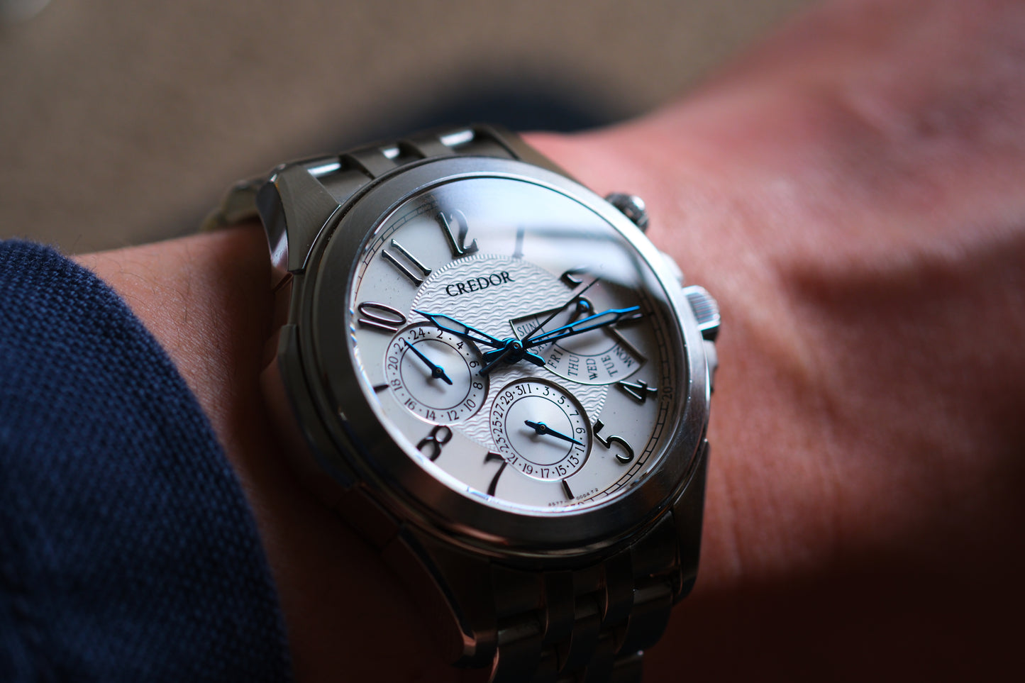 Credor Pacifique GCBG971 4S77-00C0 Retrograde Blue Hands Good Condition Full Box Paper
