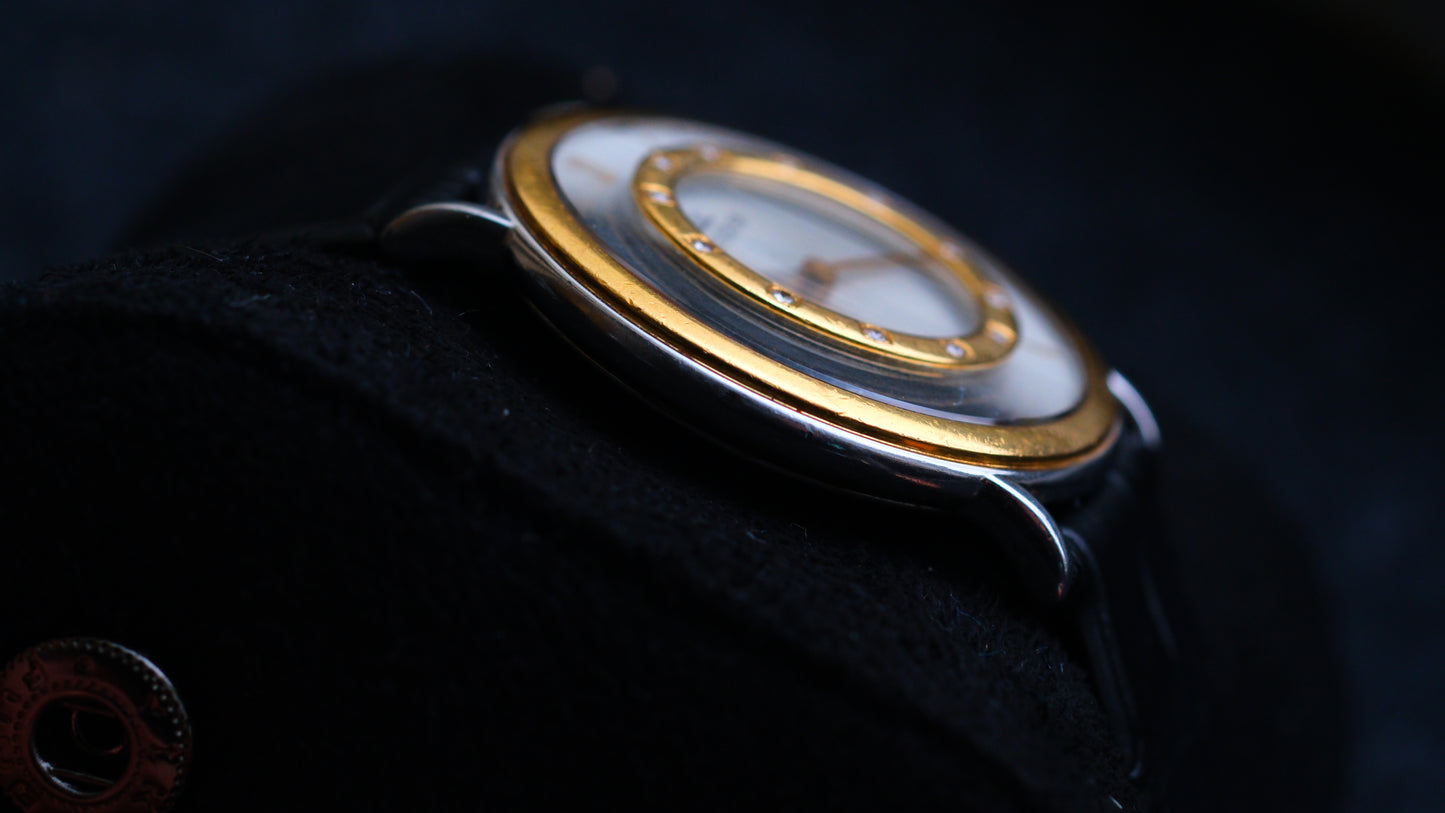 Credor 8N70-6070 Two Bezel 18K Gold Diamond Carson White Dial