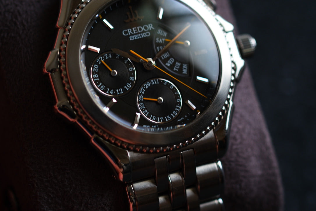 Credor Pacifique GZBG999 "Bumble Bee" 4s77-0A20 38mm Black Dial Yellow Hands Excellent Condition