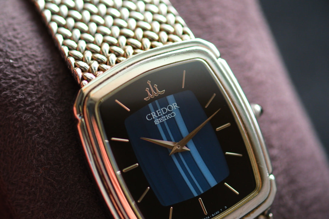 Credor 5A74-3D30 Blue Agate Dial Onyx Stone | Good Condition | Credor Box