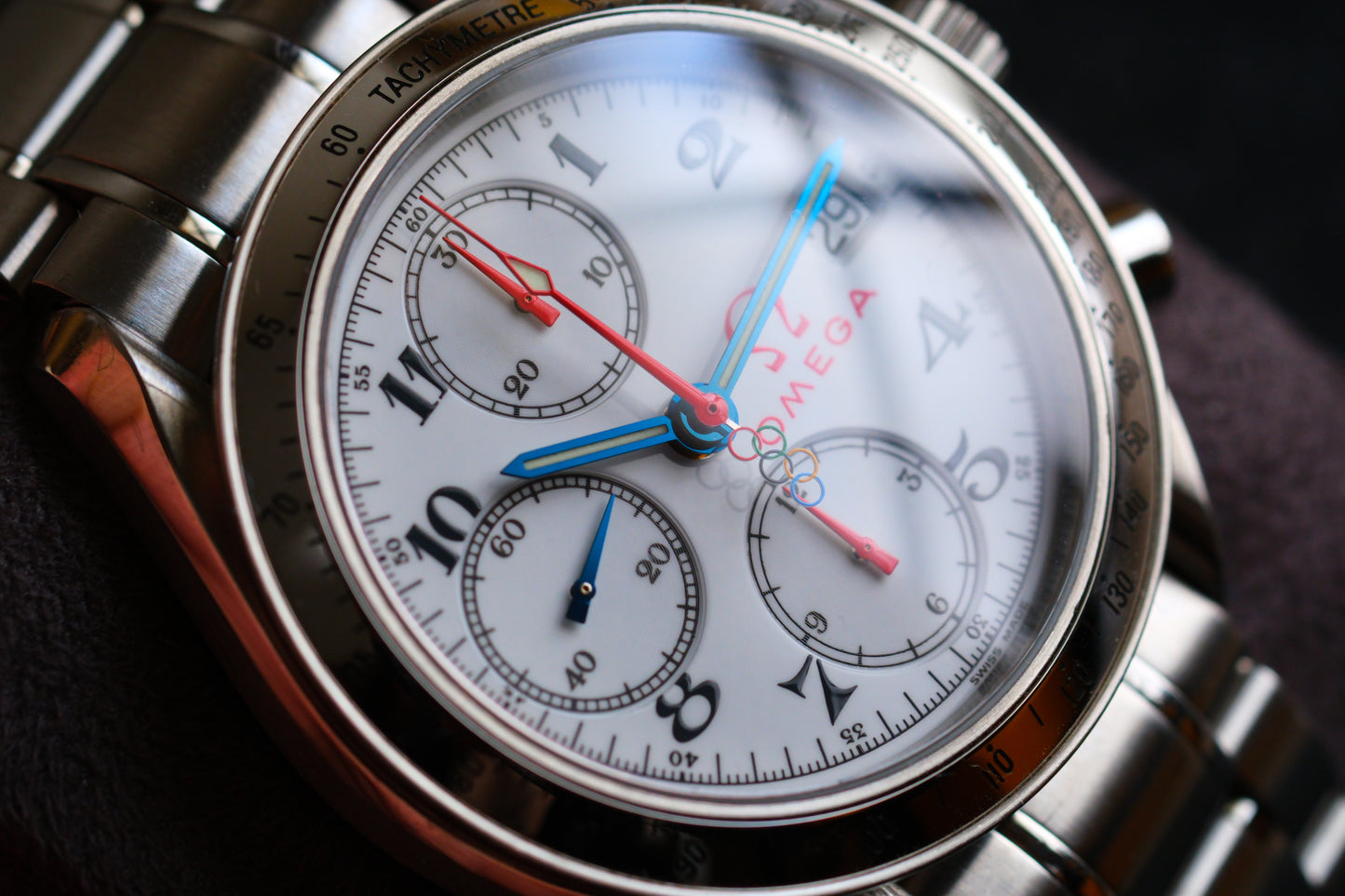 Omega Speedmaster 323.10.40.40.04.001 Specialities 2012 Olympic Games Collection Blue Red Hands | Good Condiition |Serviced