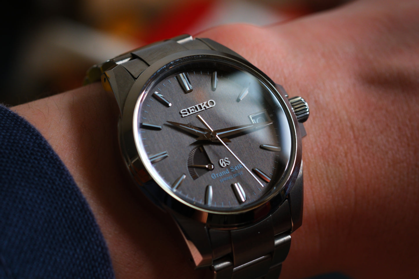 Grand Seiko SBGA081 9R65-0BG0 Spring Drive Full Titanium Beautifull Vertical Brushed Dial Full Serviced Box Manual User Excellent Condition