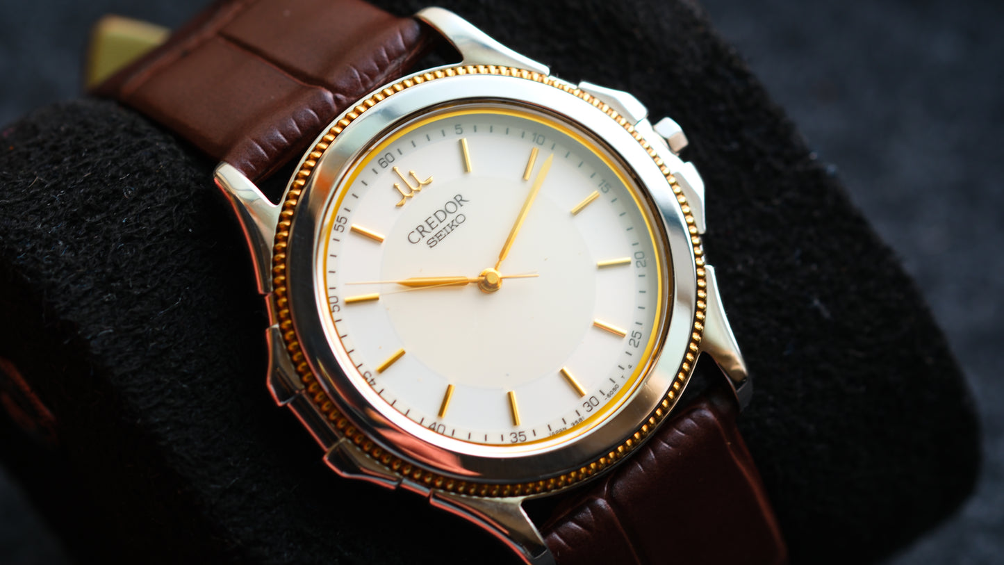 Credor Pacifique Leather Strap 9581-6060 18K Gold Bezel two tone Dial