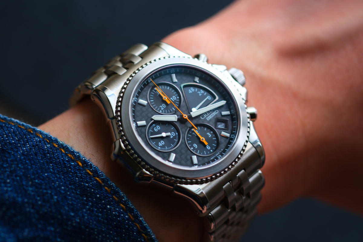 Credor Pacifique GCBK997 6S77-0A10 Chrnograph Limited 2000 Rare Carbon Dial Full Box Paper NOS Condition