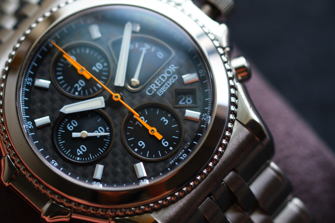 Credor Pacifique GCBK997 6S77-0A10 Chrnograph Limited 2000 Rare Carbon Dial Excellent Condition Serviced