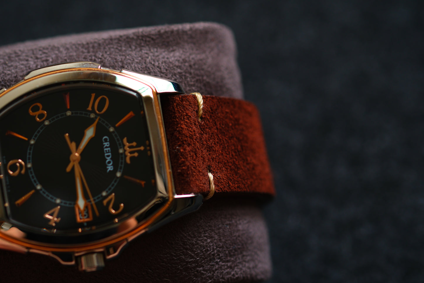 Credor Tonneau GCAX970 8J82-0AE0 Pacifique 18K Bezel Brown Dial Excellent Condition