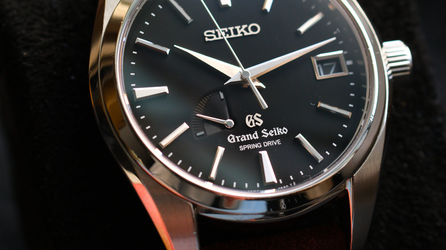 Grand Seiko SBGA003 Spring Drive 9R65-00AA0 Black Dial Full Box Paper GS Serviced Paper Good Condition