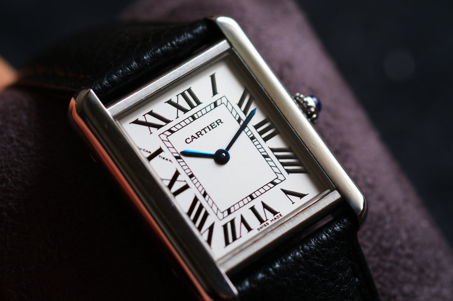 Cartier Tank Solo W1018255 SM 24x31mm Excellent Condition Full Box Paper Full Serviced