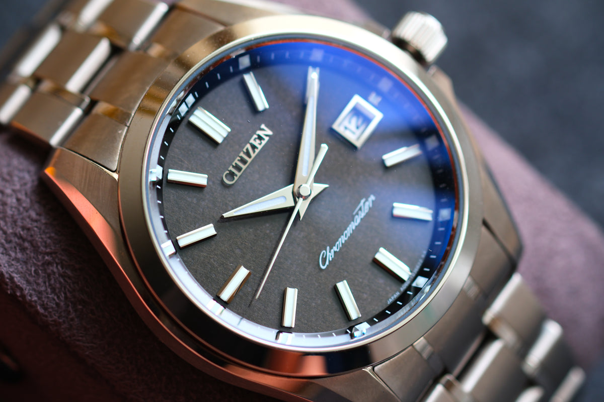 The Citizen Chrnomaster A060-T024271 Eco Drive Full Titanium Black Washi Dial Great Condition