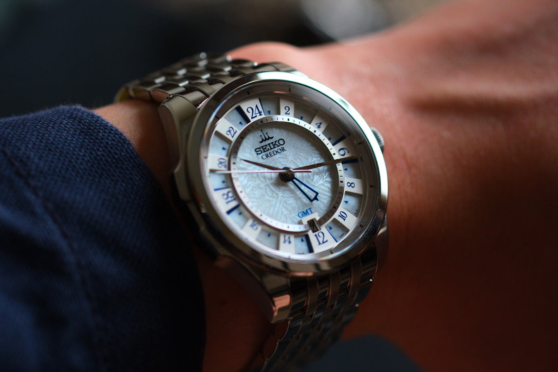 Credor Signo GCBZ999 8L36-00B0 GMT Limited 150p White Mop Dial Super rare