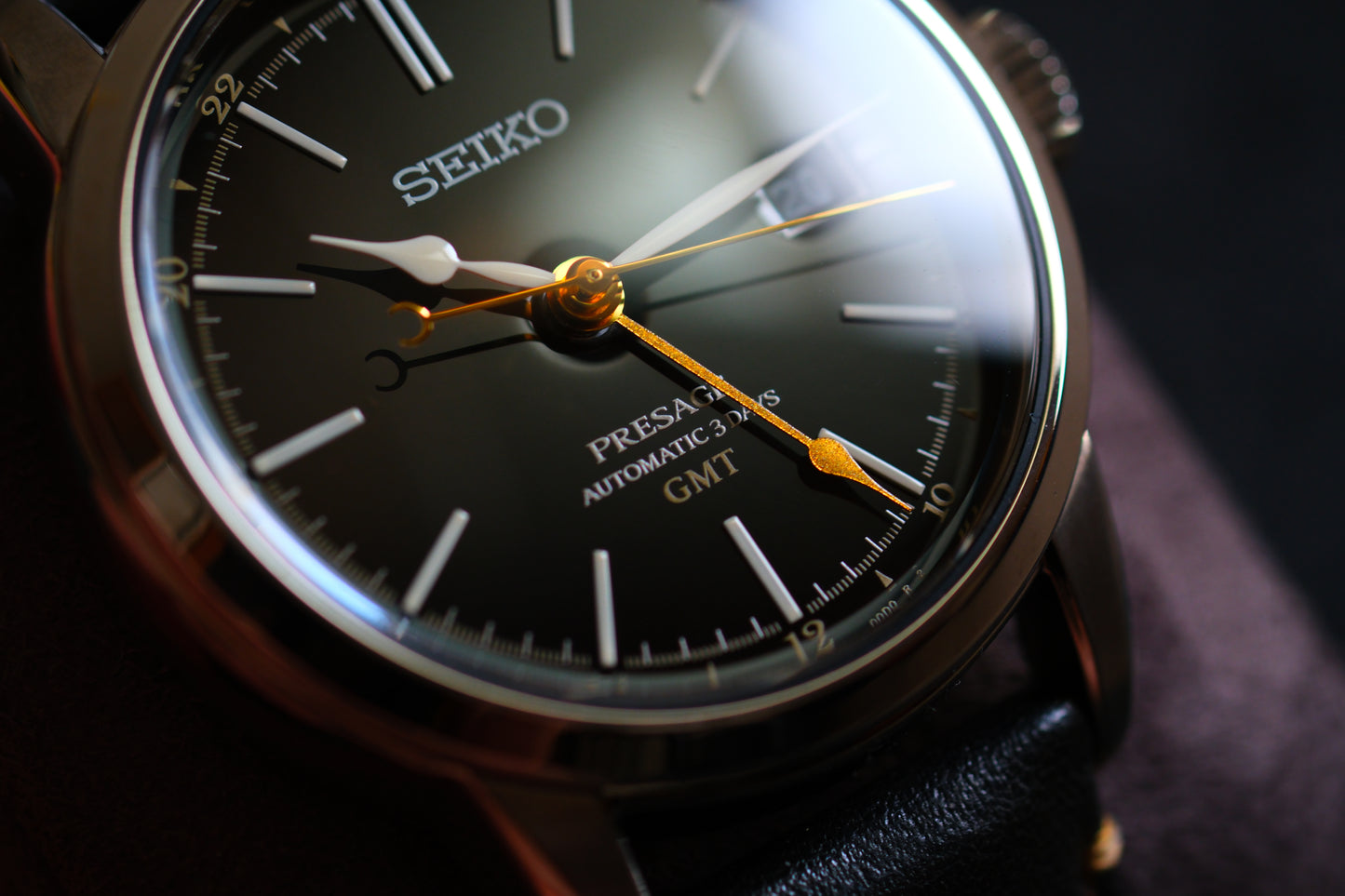 Seiko Pressage SARH001/SPB447 6R54-00F0 GMT Enemel Black Dial Excellent Condition