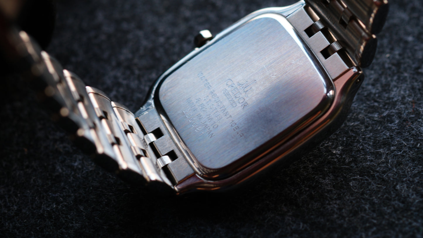 Credor Seiko Tank Champange Dial 8j82-5A10 Quart SS