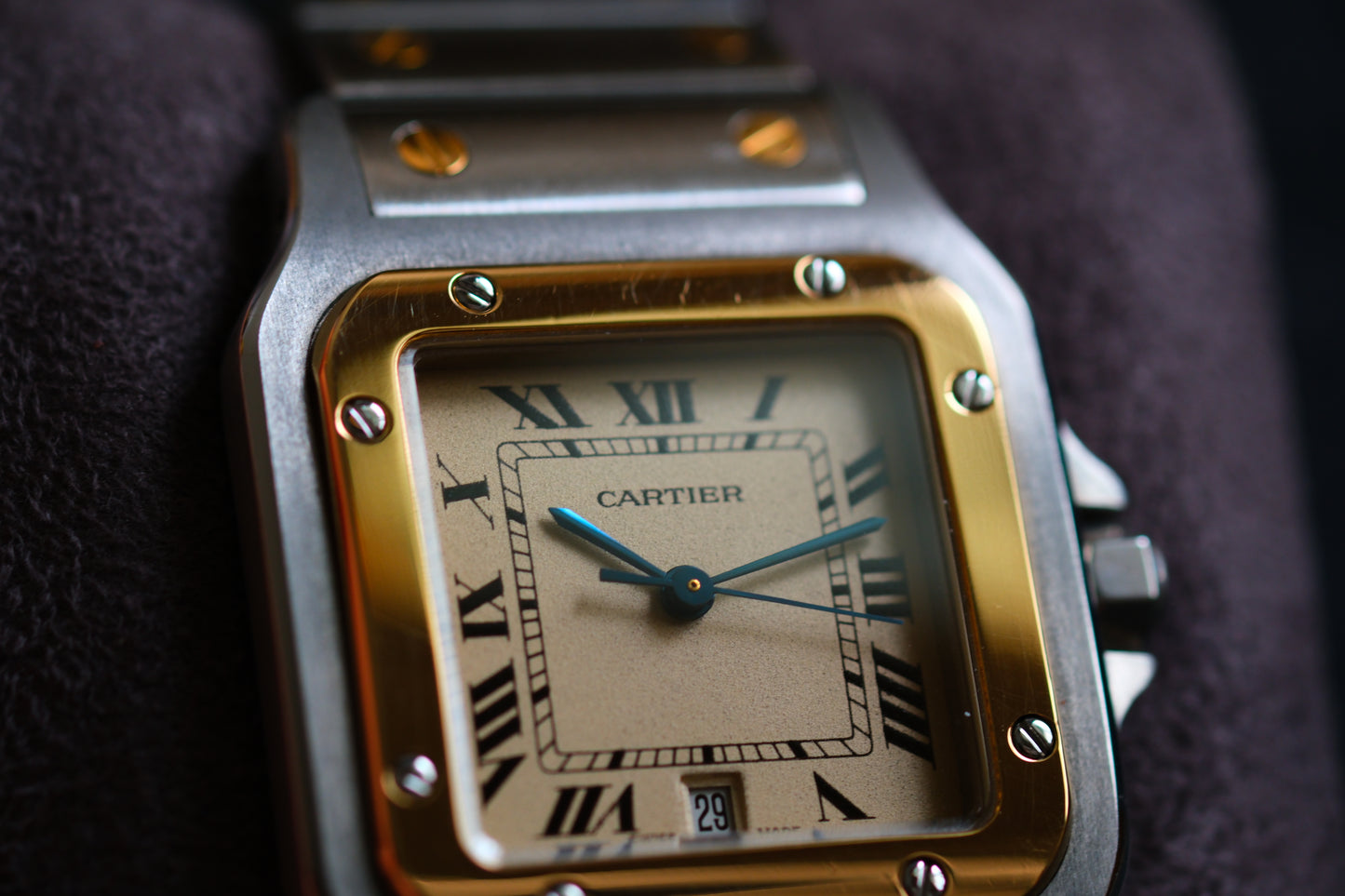 Cartier Santos De Cartier Galbee Ivory Roman Dial Ref.187901 LM 29x41mm Full Box Paper Excellent Condition