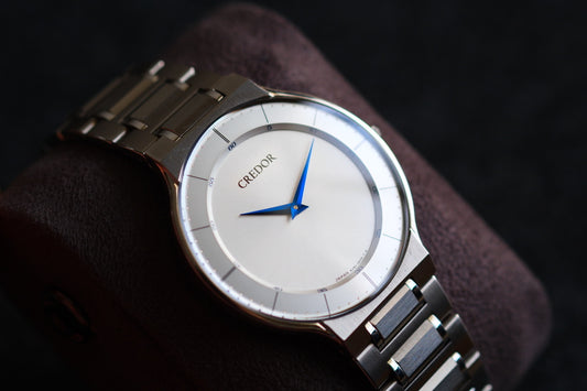 Credor Signo GCAT987 Quart 8J80-0AL0 Blue Hands full SS Good Condition