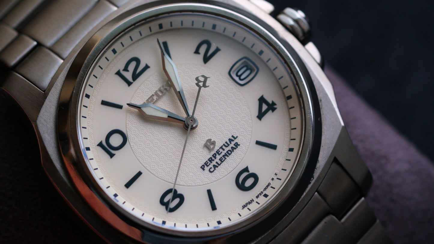 Seiko Bright Full Titanium SAGM007 HAQ Pepetual Calendar Two tone White Dial | Excellent Condition| Movement Serviced