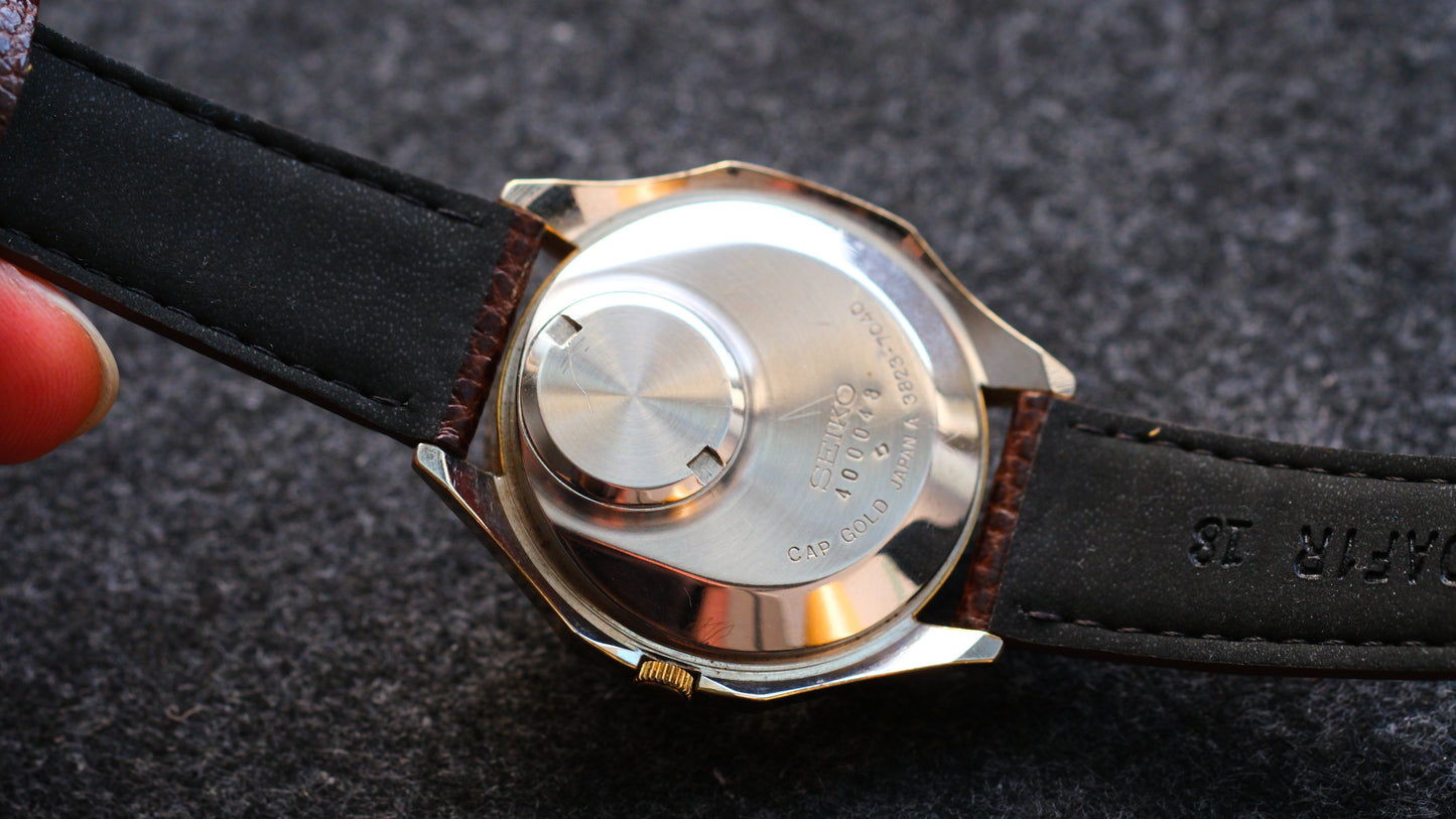 Seiko V.F.A(Very Fine Adjusted) Quartz 3823-7040 Ultra Rare Cap Gold 1970s Full Original Beautifull Dial| Good Condition