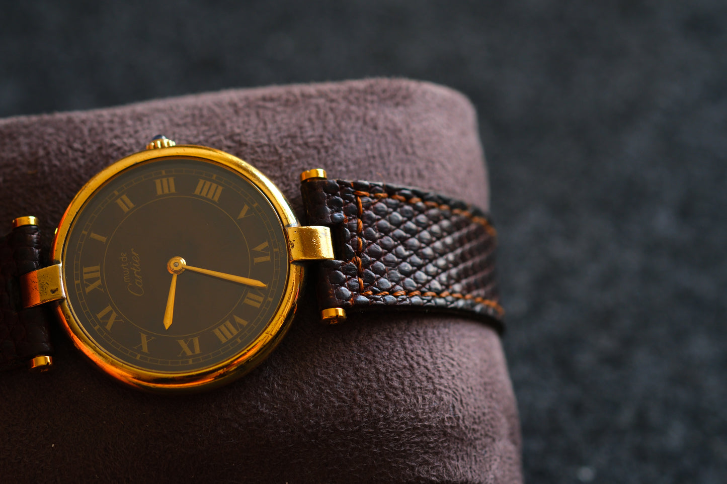 Cartier 1980s Must de Cartier Vendome Brown Dial Men