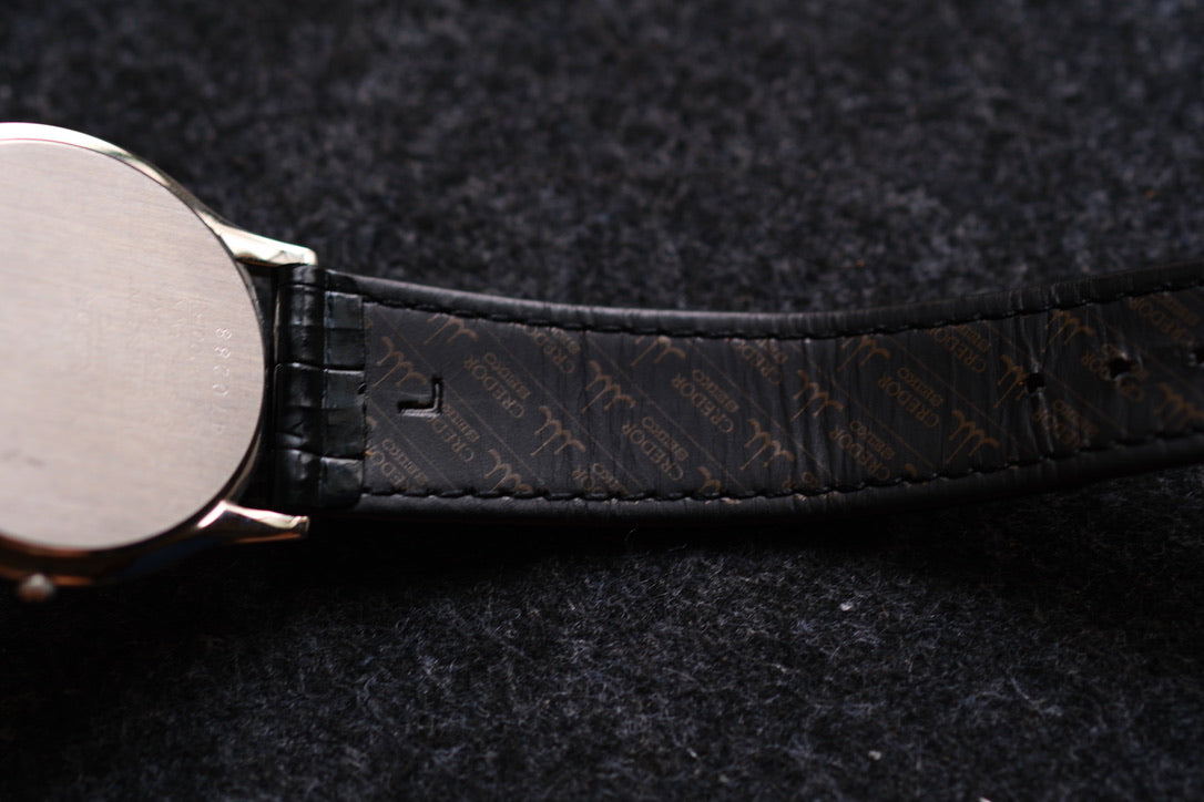 Credor 5A74-2000 JDM Ultra-Slim Dress Watch Two tone Dial Vintage Style 18K Bezel Good Condition