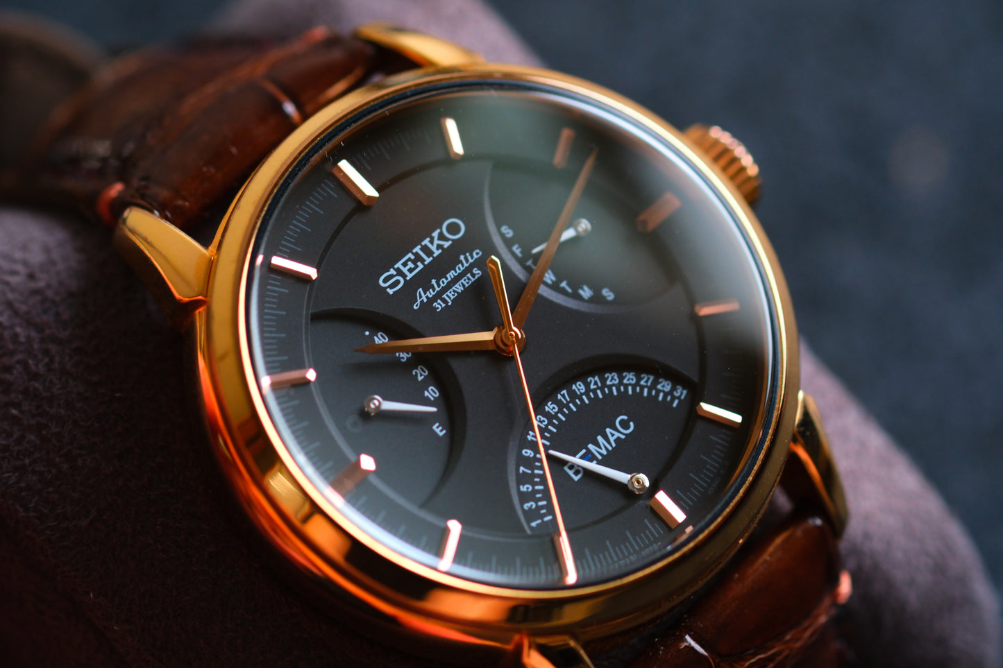 Seiko BEMAC Anniversary SZSD001 6R24-00D0 Double Retrograde Rose Gold Good Condition
